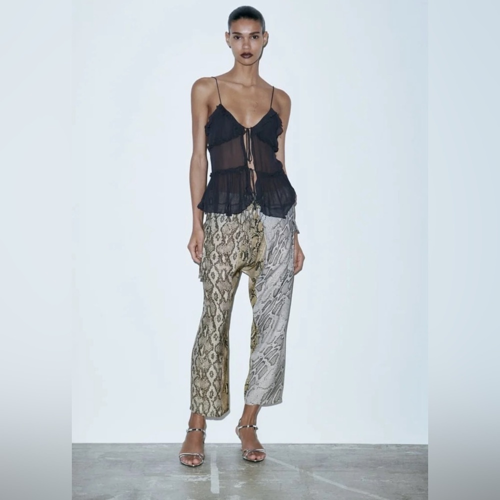 NWT BREEZY LOOSE SNAKESKIN snake python animal PATCHWORK PANTS S